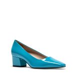 Scarpa decollete donna in pelle lucida turchese con tacco rivestito 5 cm - Cavallini