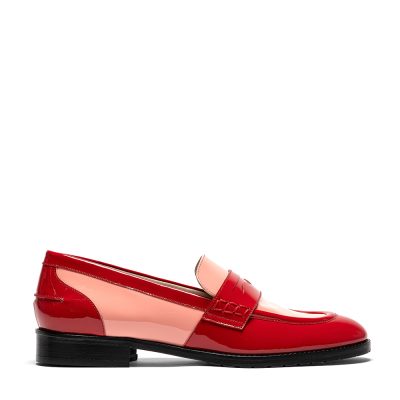 Ulexite, mocassini donna in pelle di vitello vernice rosso con tacco 2,5 cm - Cavallini