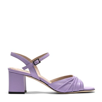Unakite, sandali donna in pelle di nappa lilla con tacco 6,5 cm - Cavallini