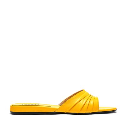 Zircone, ciabattine donna in pelle di nappa giallo con tacco 2 cm - Cavallini