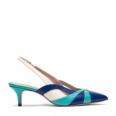 Azzurrite, dƩcolletƩ donna in pelle di vitello blu con tacco 10,5 cm - Cavallini